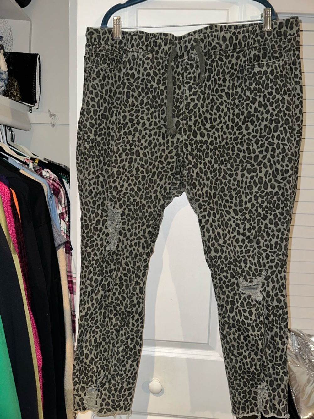 Royalty For Me Gray and Black Leopard Drawstring Jeggings